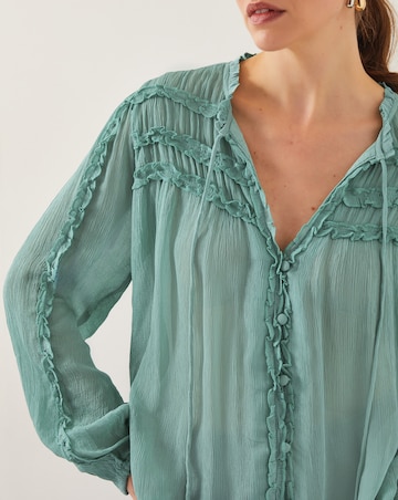 Monsoon Juliet Sheer Texture Ruffle Blouse