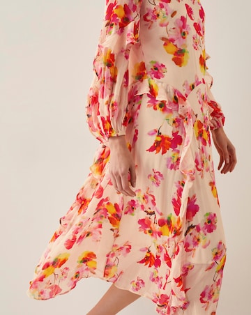 Monsoon Vanna Frill Floral Print Midi Dress