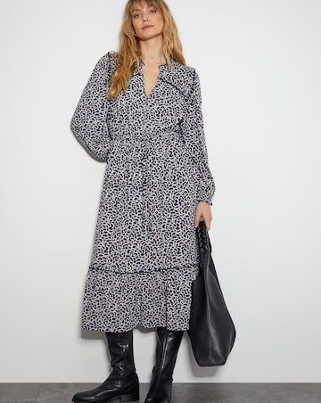 Monsoon Noiv Scallop Print Jersey Midi Dress