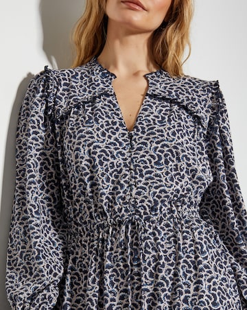 Monsoon Noiv Scallop Print Jersey Midi Dress