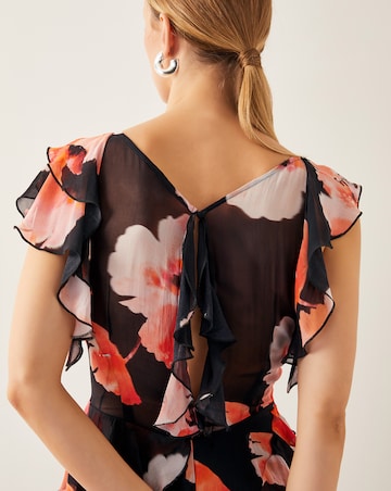 Monsoon Carrie Floral Ruffle Chiffon Maxi Dress