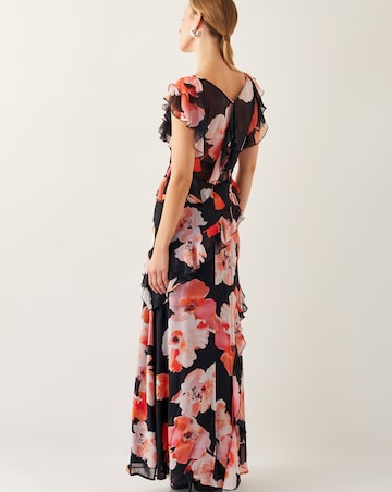 Monsoon Carrie Floral Ruffle Chiffon Maxi Dress