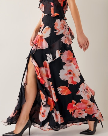 Monsoon Carrie Floral Ruffle Chiffon Maxi Dress