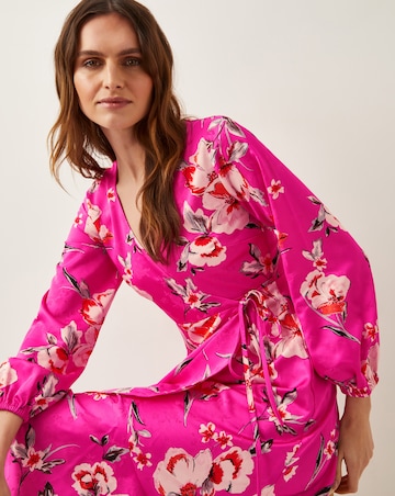 Monsoon Meredith Floral Midi Wrap Dress