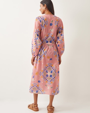 Monsoon Mabel Shell Print Cotton Kaftan Dress