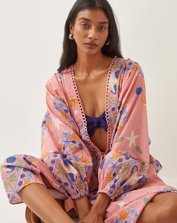Monsoon Mabel Shell Print Cotton Kaftan Dress