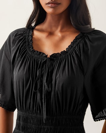 Monsoon Nora Short Sleeve Cotton Midi Dress