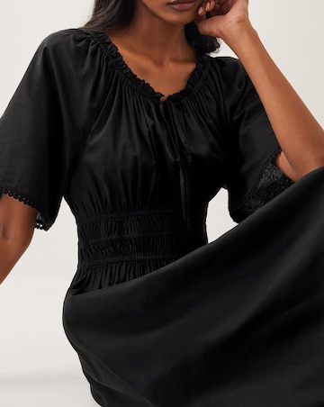Monsoon Nora Short Sleeve Cotton Midi Dress