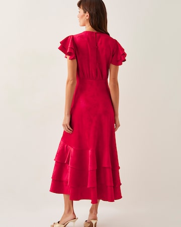 Monsoon Ester Satin Ruffle Midi Dress