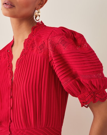 Monsoon Kiana Pintuck Puff-Sleeve Midi Dress