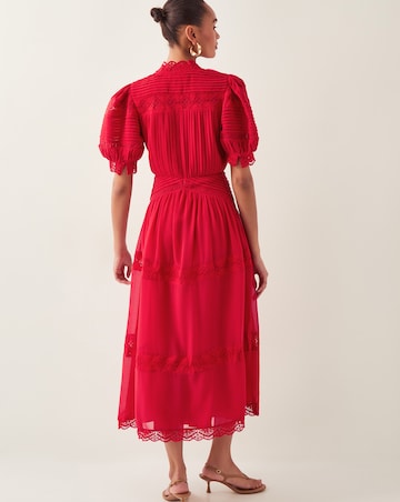 Monsoon Kiana Pintuck Puff-Sleeve Midi Dress