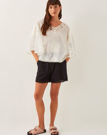 Monsoon Lena Sheer Embroidered Angel Sleeve Top