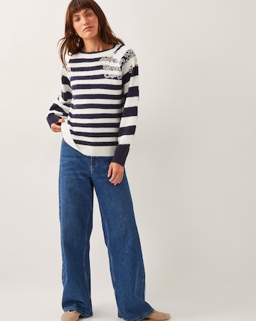 Monsoon Lou Lace Stripe Jumper