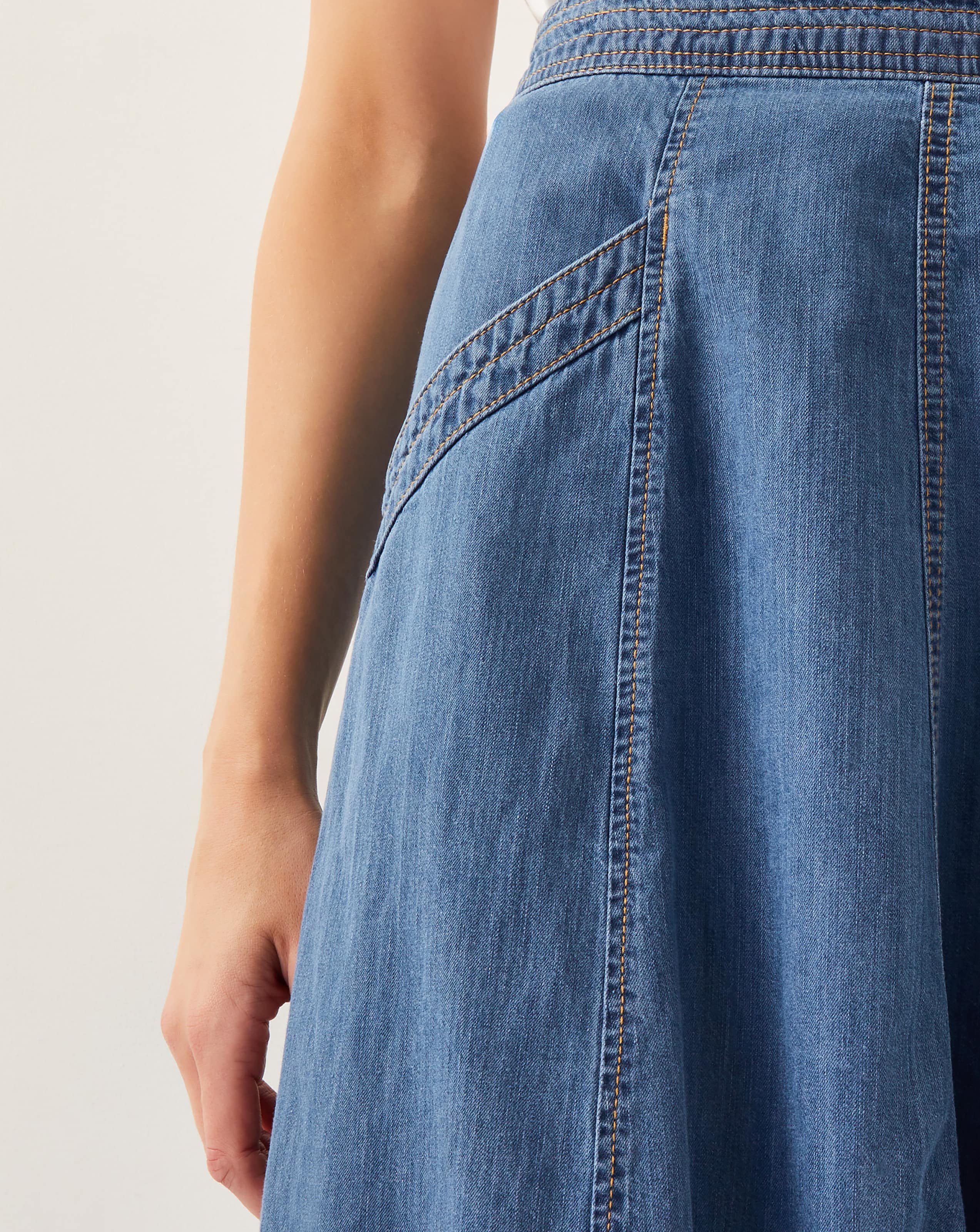Monsoon Harper Seamed Denim Midi Skirt | Ambrose Wilson