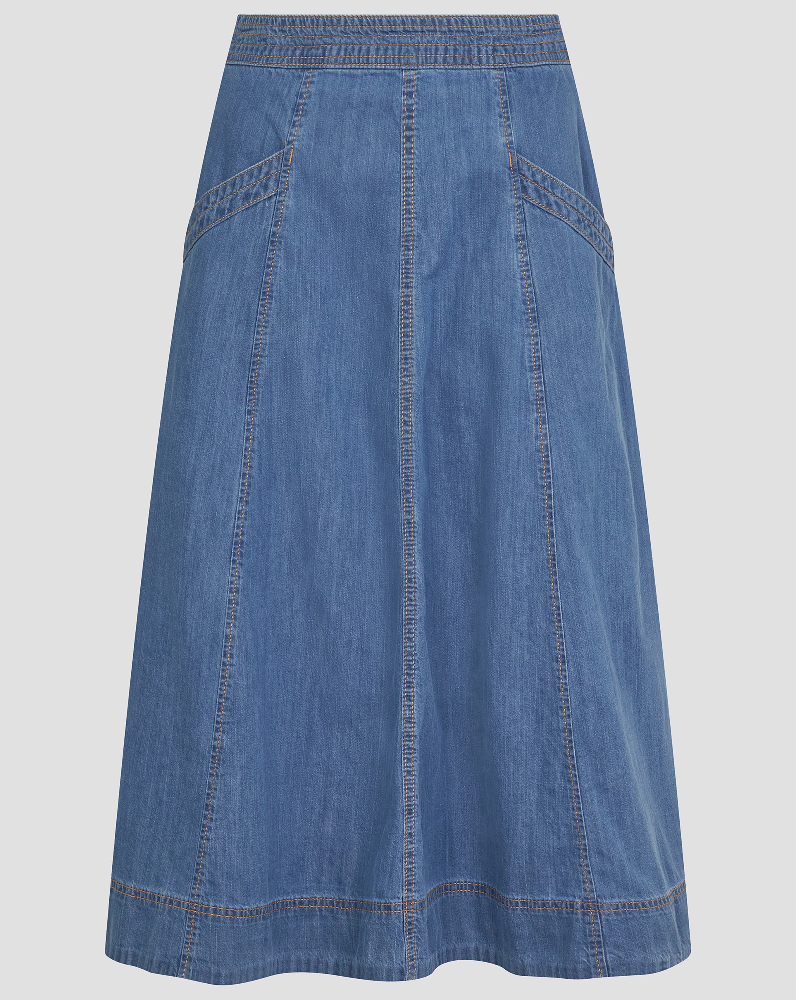 Monsoon Harper Seamed Denim Midi Skirt | Ambrose Wilson