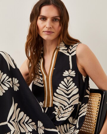 Monsoon Pamela Sleeveless Leaf Print Midi Dress