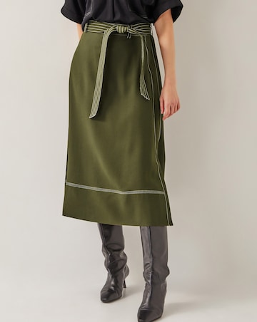Monsoon Katya Tie Waist Midi Skirt