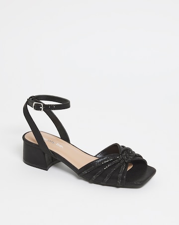 Elsie Diamante Low Block Heeled Sandals - Wide Fit (E)