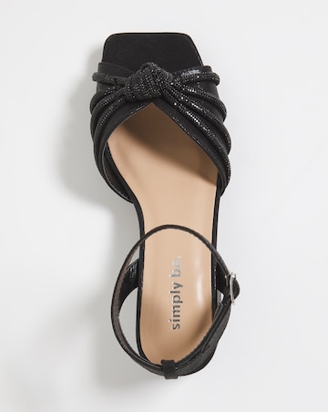 Elsie Diamante Low Block Heeled Sandals - Wide Fit (E)