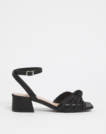 Elsie Diamante Low Block Heeled Sandals - Wide Fit (E)