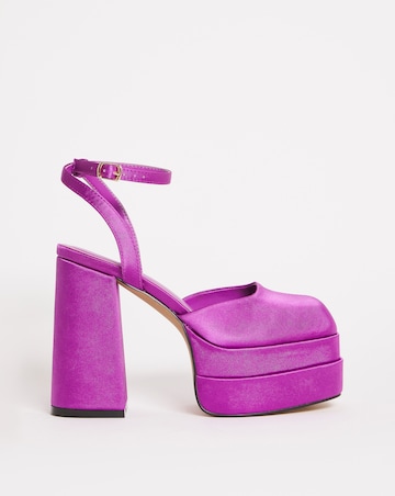 Athene Square Toe Platform Heeled Court Shoes - Wide Fit (E)