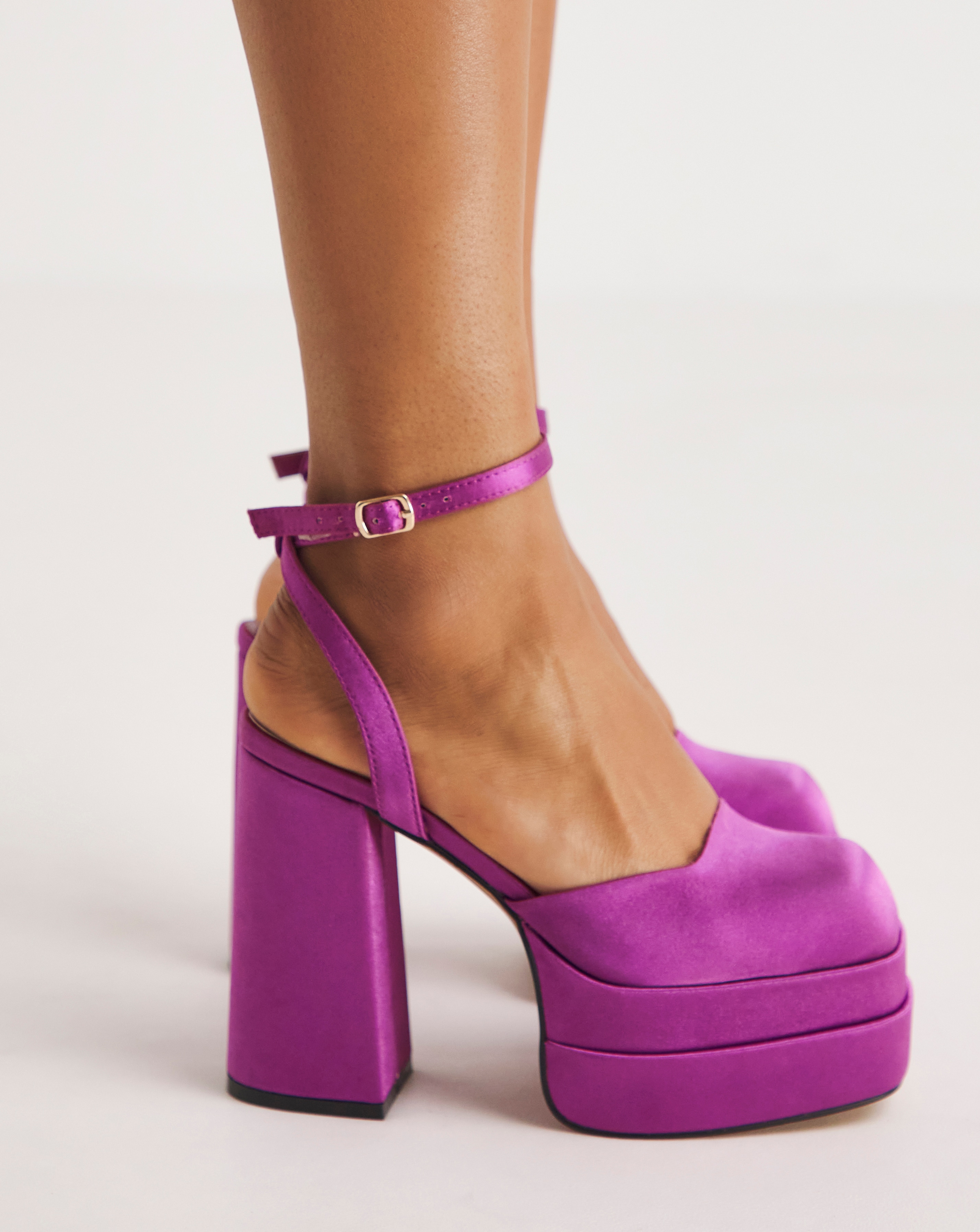 Square Toe Platform Heeled Shoes Wide