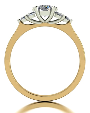 9ct Gold 1ct Total Eq Moissanite Solitaire Ring with Moissanite Shoulders