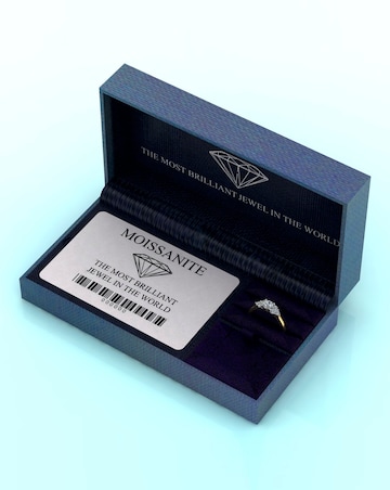 9ct Gold 1ct Total Eq Moissanite Solitaire Ring with Moissanite Shoulders