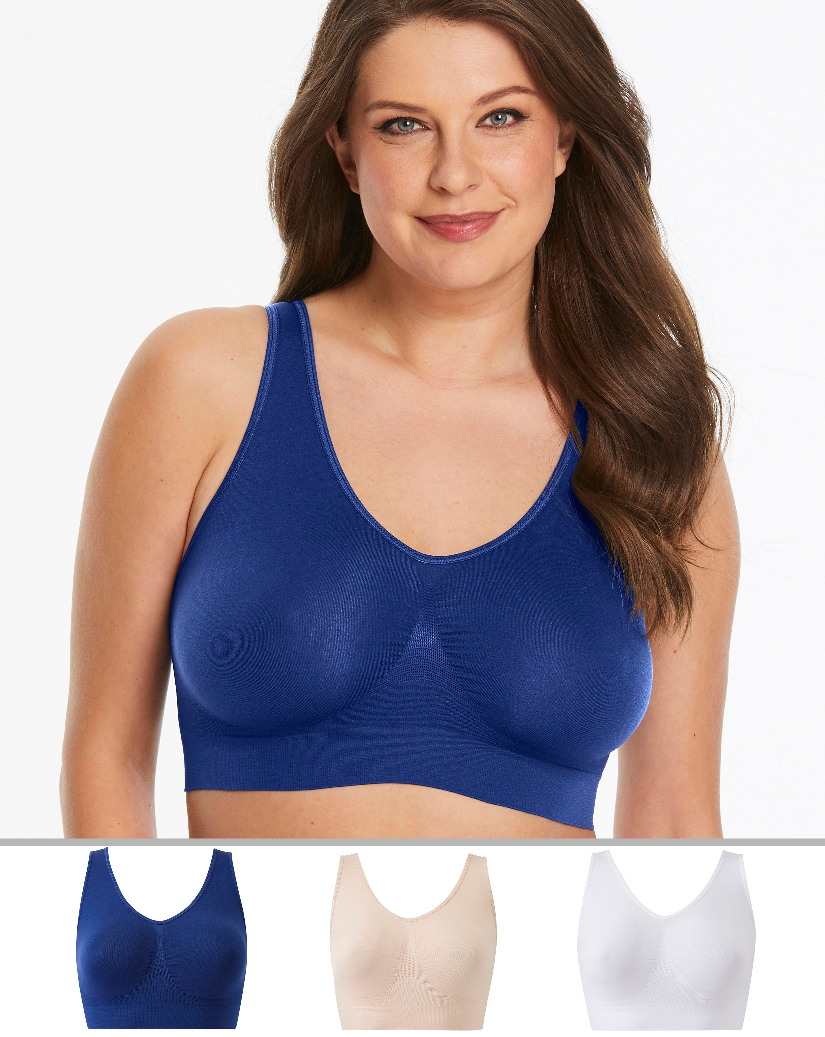 3 Pack Navy/Blush/White Comfort Tops A-D