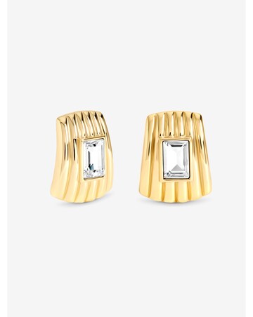 Mood Gold Plated And Crystal Ridge Statement Earrings