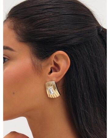 Mood Gold Plated And Crystal Ridge Statement Earrings