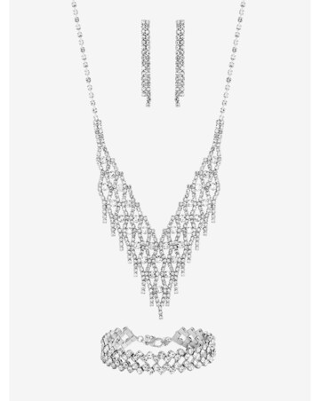 Mood Silver Crystal Three Piece Diamante Set