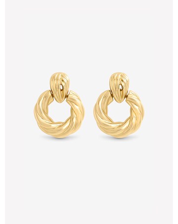 Mood Gold Plated Ridge Door Knocker Earrings