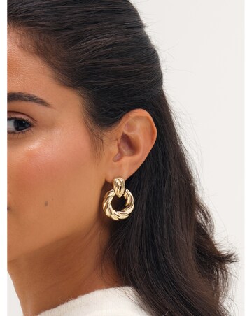 Mood Gold Plated Ridge Door Knocker Earrings