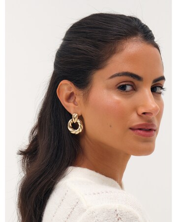 Mood Gold Plated Ridge Door Knocker Earrings