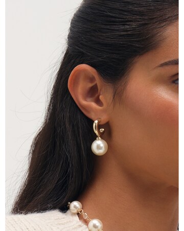 Mood Gold Plated And Pearl Hoop Earrings