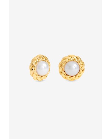 Mood Gold Plated Twist And Pearl Stud Earrings