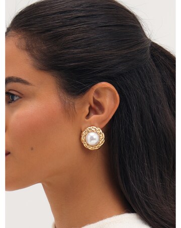 Mood Gold Plated Twist And Pearl Stud Earrings