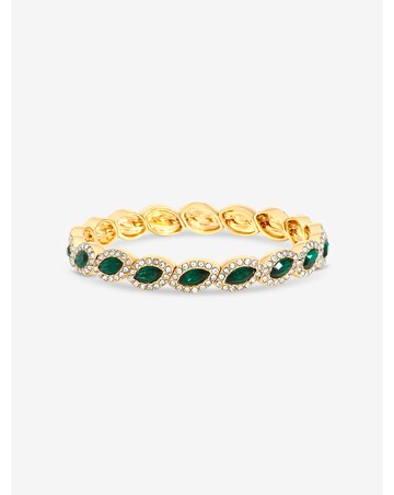 Jon Richard Gold Plated And Emerald Navette Stretch Bracelet