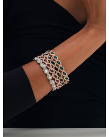 Jon Richard Gold Plated And Emerald Navette Stretch Bracelet