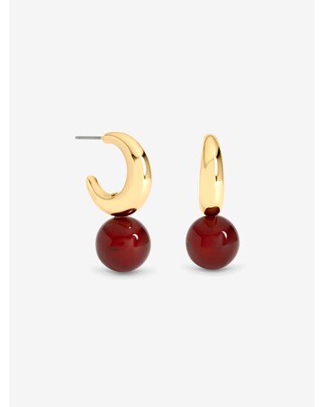 Mood Gold Plated And Red Ball Drop Earrings