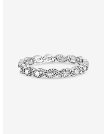 Jon Richard Silver Plated And Crystal Navette Stretch Bracelet