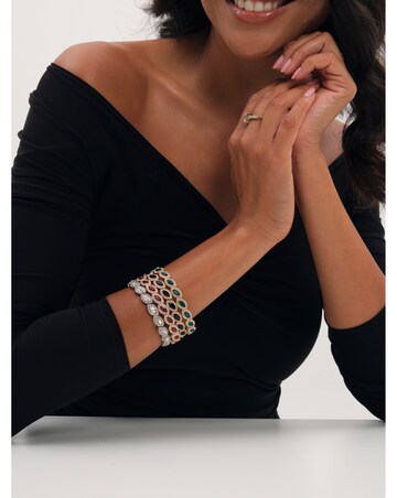 Jon Richard Silver Plated And Crystal Navette Stretch Bracelet