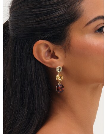 Mood Gold Plated Brown Tonal Drop Earrings