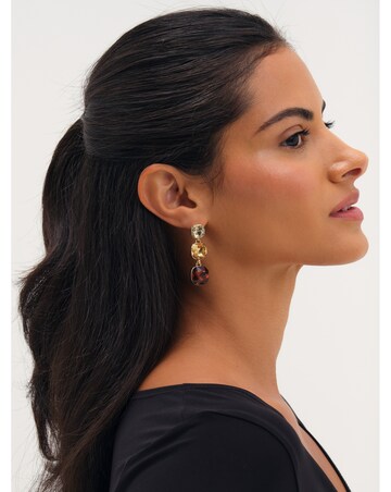 Mood Gold Plated Brown Tonal Drop Earrings