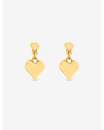 Mood Gold Plated Polished Puff Heart Drop Earrings