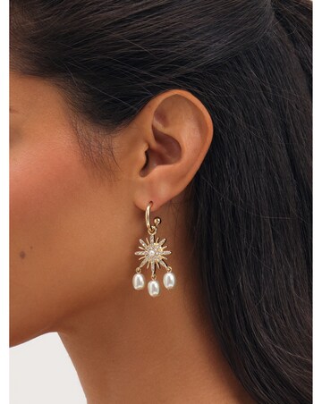 Mood Gold Plated And Pearl Celestial Miss Match Earrings