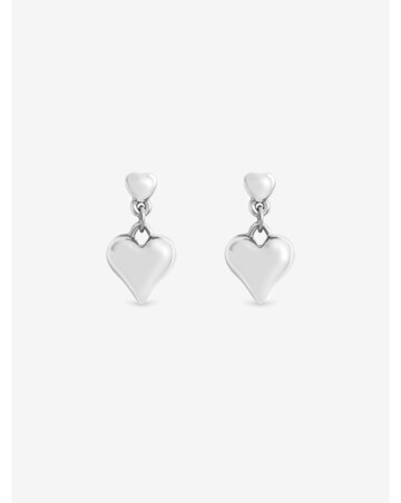 Mood Silver Plated Polished Puff Heart Drop Earrings