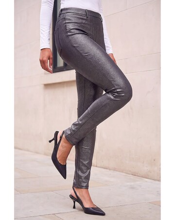 Roman Glitter Faux Leather Jegging