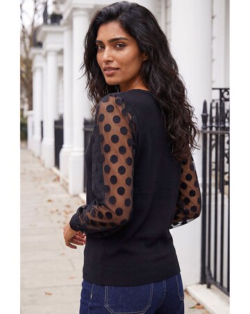 Roman Polka V-Neck Sleeve Knit Jumper